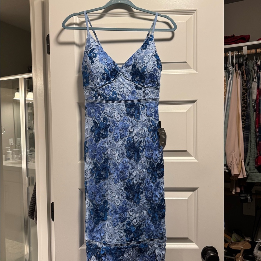 Lulu's Light Blue Lace Dress